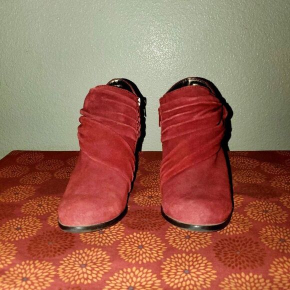 Andrew Geller Womens Shoes Red 8M Suede Fabry Ankle  Booties - Picture 4 of 10